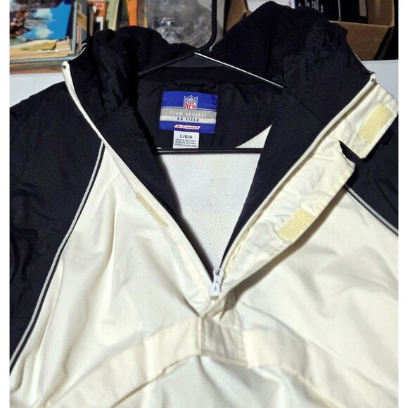 VTG Reebok Oakland Raiders On Field NFL Team Apparel Jacket Mens Size L 1/4 Zip - Picture 6 of 16